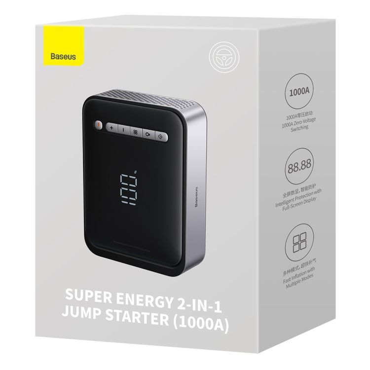 STARTER auto Baseus Super Energy, pentru pornire baterie auto 8000mAh, 1000A, USB, negru  CGCN000001  (timbru verde 0.8 lei) -  6932172616915