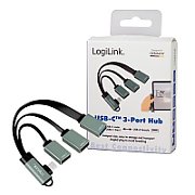 HUB extern LOGILINK, porturi USB: USB 2.0 x 2 + USB 3.0 x 1, conectare prin USB-C 3.2 Gen1 90 grade, 0.15m flat, aluminiu, ecranaj, negru-gri,  UA0361  (timbru verde 0.18 lei)
