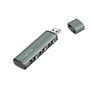 HUB extern LOGILINK, porturi USB: USB-A 3.0 x 3, conectare prin USB-A, aluminiu, prot. supracurent, supratensiune, gri,  UA0395  (timbru verde 0.18 lei)