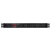 PDU LOGILINK 1U pt. rack 19 inch, 8 prize IEC, intrare IEC, max 10 A, protectie supratensiune, ON/OFF, IP20, negru,  PDU8A02  (timbru verde 0.8 lei)