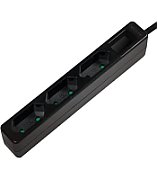 PRELUNGITOR LOGILINK, Euro skt x 3, cablu 3G 1.0mm2, 230 V/7.5 A, 50 Hz, max. 1700 W, IP20, 1.5m,negru,  LPS229B  (timbru verde 0.8 lei)
