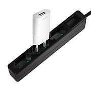 PRELUNGITOR LOGILINK, Euro skt x 3, cablu 3G 1.0mm2, 230 V/7.5 A, 50 Hz, max. 1700 W, IP20, 1.5m,negru,  LPS229B  (timbru verde 0.8 lei)