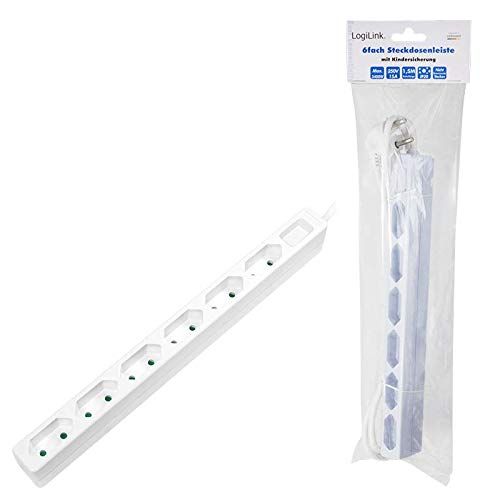 PRELUNGITOR LOGILINK, Euro skt x 6, cablu 3G 1.0mm2, 230 V/7.5 A, 50 Hz, max. 1700 W, IP20, 1.5m, alb,  LPS231  (timbru verde 0.8 lei)