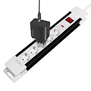 PRELUNGITOR LOGILINK, Schuko x 5, cablu 3G 1.5mm2, 230 V/16 A, 50 Hz, max. 3500 W, buton intrerupator iluminat, IP20, 3m, negru-alb,  LPS211  (timbru verde 0.8 lei)