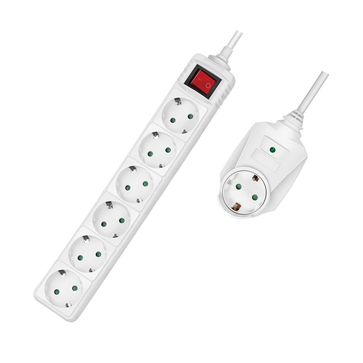 PRELUNGITOR LOGILINK, Schuko x 6 + Schuko x 1 pass-through, cablu 3G 1.5mm2, 230 V/16 A, 50 Hz, max. 3500 W, prottectie supratensiune, buton intrerupator iluminat, IP20, 2m, alb,  LPS274  (timbru verde 0.8 lei)