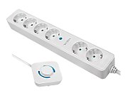 PRELUNGITOR LOGILINK, Schuko x 6, cablu 3G 1.5mm2, 230 V/16 A, 50 Hz, max. 3500 W, ON/OFF de picior pt. 4 prize, 1.5m, alb,  LPS271  (timbru verde 0.8 lei)