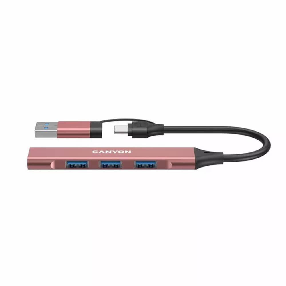 CANYON hub DS-02 4in1 USB-A/C Pink