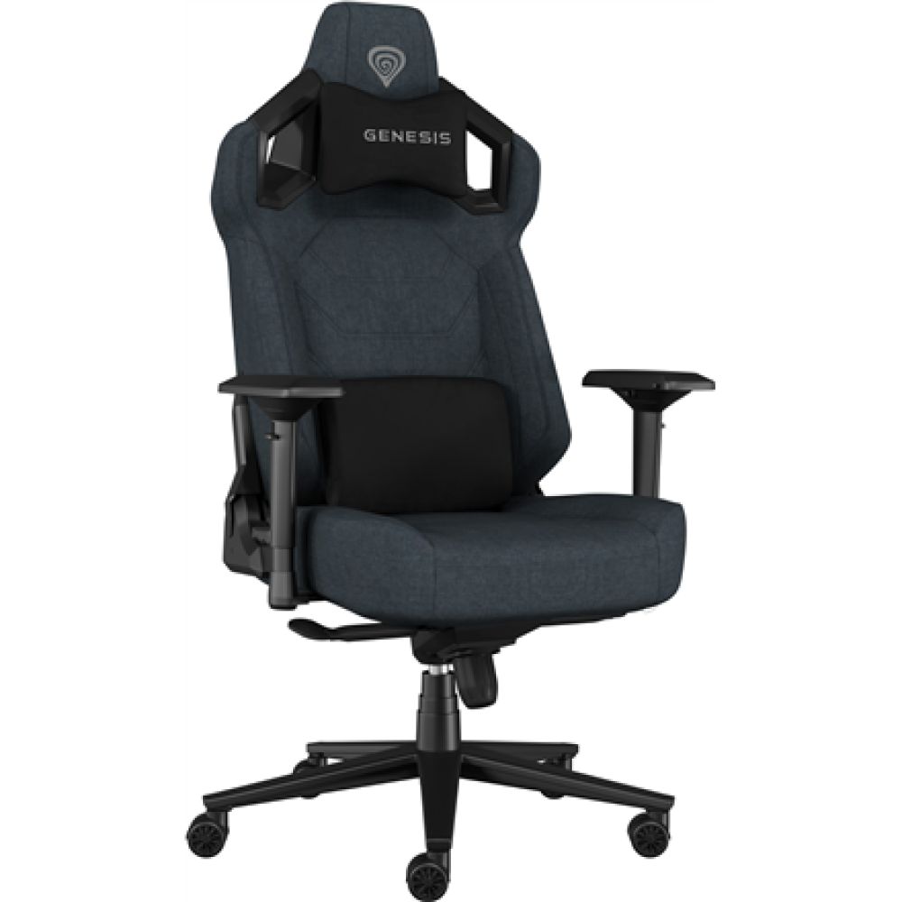 Scaun gaming Genesis Nitro 880, material textil, reglabil pe inaltime, greutate maxima suportata 150 kg, inaltime scaun reglabil 47 - 53 cm, spatar ajustabil 135°, dimensiuni roti 60mm,  echipat cu piston cu gaz clasa 4, manere 4D, negru