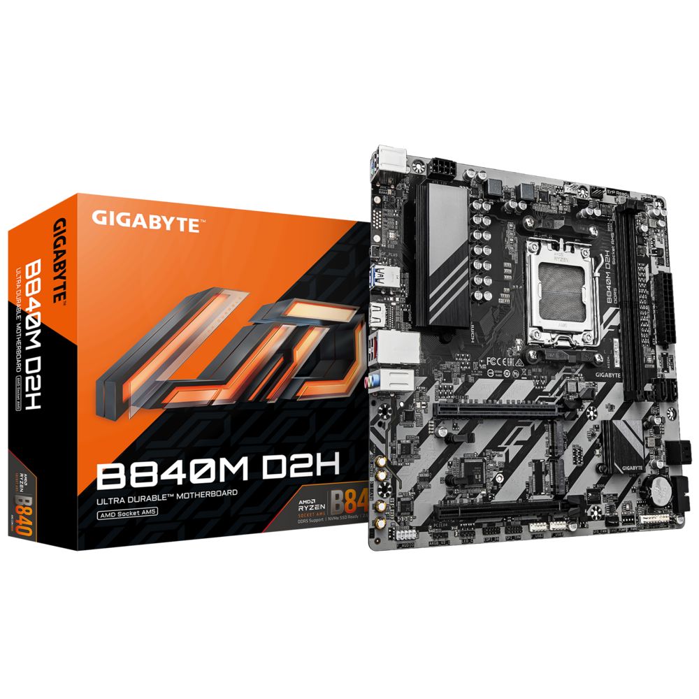 Placa de Baza GIGABYTE B840M D2H AM5, 2x DDR5, 1x HDMI, 1x PCIE 4.0 x16 1x PCIE 3.0 x16, 2x M.2, 4x SATA 6GB/s, mATX