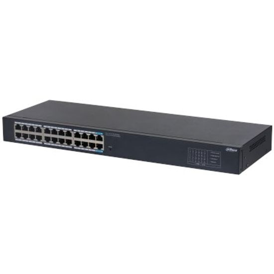 DAHUA DAHUA 24 PORT UNMANAGED GB SWITCH SG1024, Interfata:Port 1-22, 23-24: 24 ×RJ45 10/100/1000Mbps, Switching Capacity: 48 Gbps, Dimensiuni: 440 mm × 155 mm × 43.7 mm, Greutate: 1.72 kg