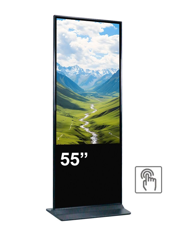 Totem de interior EVOBOARD 55'' 4K PCAP touch, inaltime 190cm, dimensiune 1903x734x70mm, Android 11