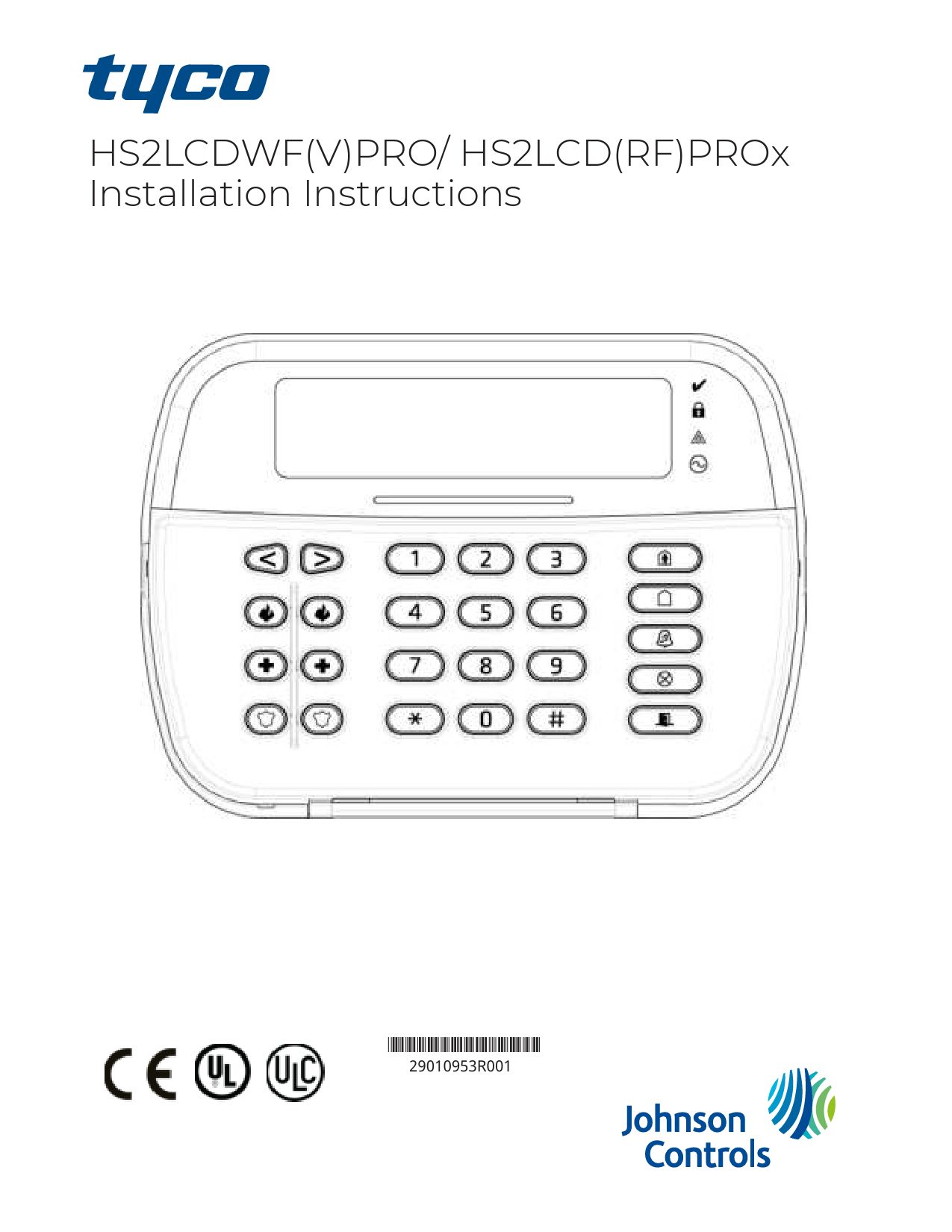 KEYPAD LCD WRL/HS2LCDWF(P)8 JOHNSON CONTROLS
