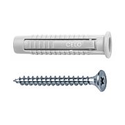 Plug FX 6 with PZ chipboard screw SPS 4,5x45, 50 pcs box

The ideal plug with high loads in almost all building materials.
The universal nylon plug FX with screw is one of the most versatile nylon plug that achieves very high load values in various building materials due to its 4-side expansion. The FX plug features anti-rotation lugs which prevent rotation in the drill hole, transferring the force optimally into the base material. In addition and for further installation comfort it has a collar that prevents the plug from slipping into the drill hole.

Key features:


	4-side expansion for high pull out load
	Plug collar prevents slipping into the drill hole
	Efficient anti-rotation lugs prevents rotation in the drill hole
	High quality and ageing resistant nylon
	Temperature resistant from -40&ampdegC to +80&ampdegC
	Compatible with different types of screws such as wood screws, chipboard screws, self-tapping screws, etc.



&ampnbsp

&ampnbsp
