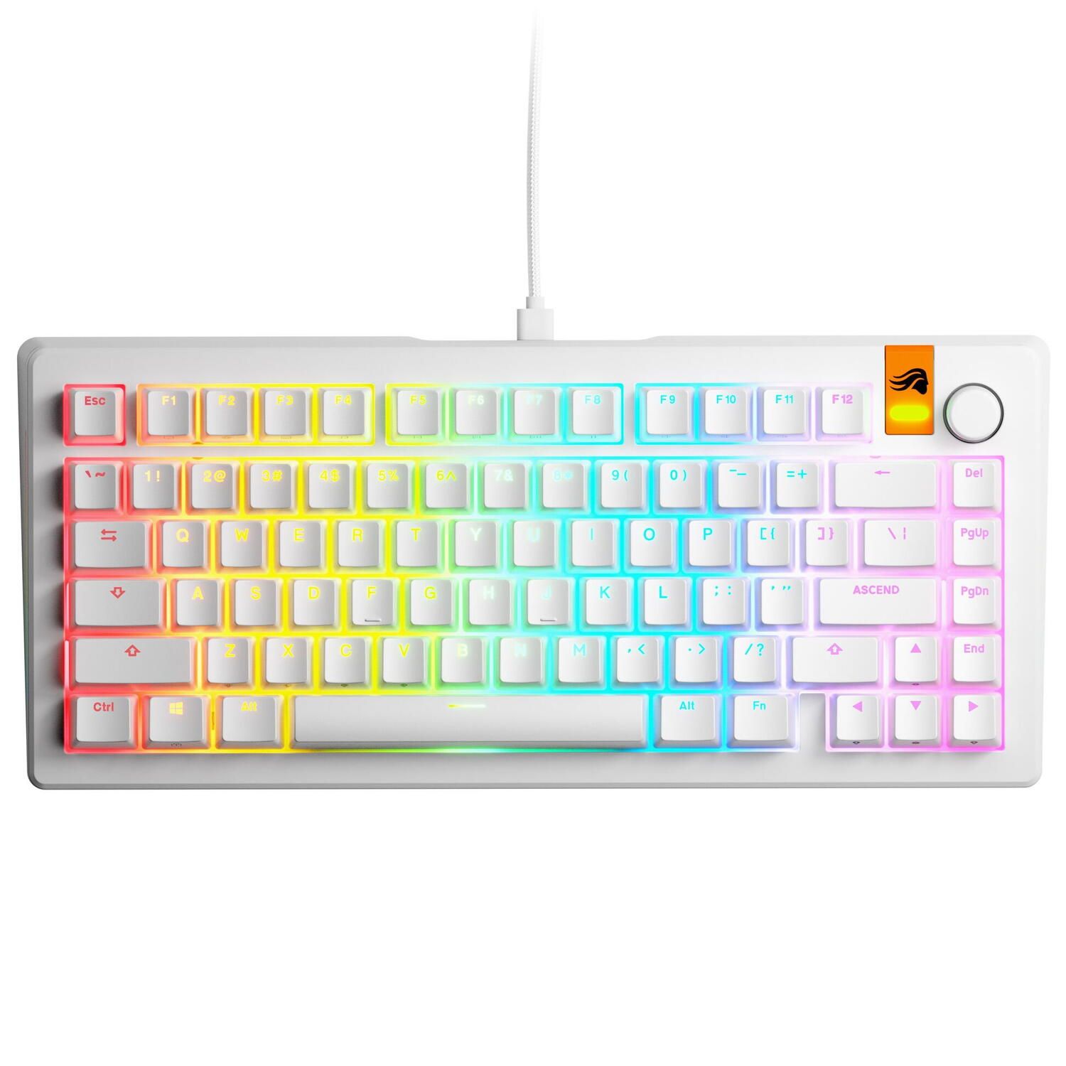 Tastatura mecanica GMMK 3 HE 75% Prebuilt, USB-C, Fox HE Switches, US layout, 81 taste, Alb