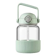 BUYDEEM Pop-Up Straw Glass Bottle 800 ml, model DG78, color Cozy Greenish