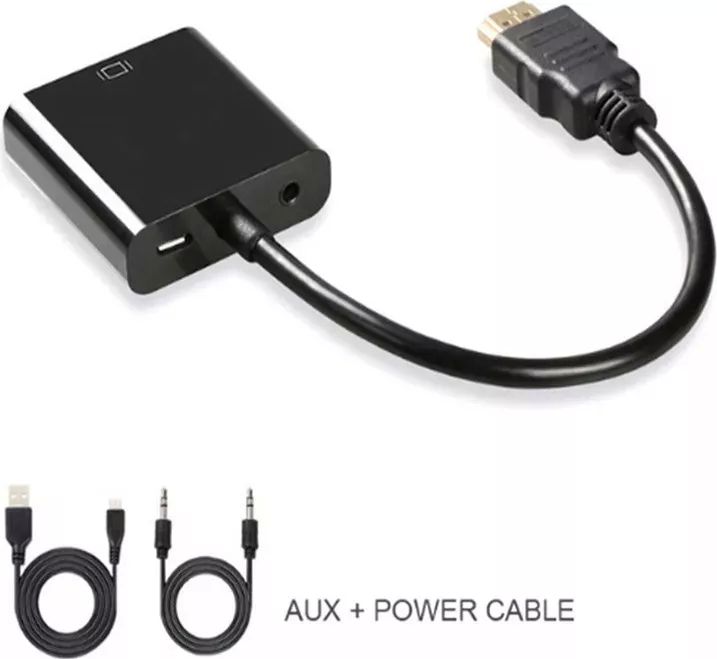 Video signal converter, HDMI male to VGA female, with sound output on 3.5mm stereo jack and micro USB power supply - for PS3, PS4 and Xbox consoles it must be powered through the micro USB port!!!! - to connect a computer or laptop with HDMI output video card to a monitor or TV with VGA signal input - signal direction from HDMI to VGA, IT DOES NOT WORK IN BOTH DIRECTIONS!!! - HDMI to VGA cable length: 15cm - the package also contains: - audio cable 3.5mm stereo male jack to 3.5mm stereo male jack, 30cm - cable USB 2.0 A male to micro USB male, 30cm Packaging: blister 1 set.