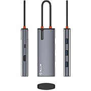 Hub USBC 3.0 Tellur, porturi 1 x HDMI, 3 x USB 3.0, 1 x USB-C, dimensiuni 42 x 112.5 x 16.5 mm, gri