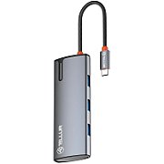 Hub USBC 3.0 Tellur, porturi 1 x HDMI, 3 x USB 3.0, 1 x USB-C, dimensiuni 42 x 112.5 x 16.5 mm, gri