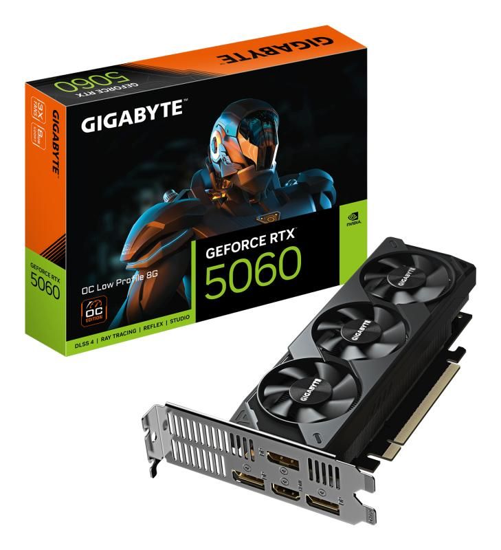 Placa Video GIGABYTE GEFORCE RTX 5060 OC LOW PROFILE 8GB GDDR7 128 bit, PCIE 5.0, 2x DP 2.1b 1x DP 1.4a 1x HDMI