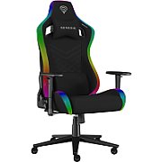 Scaun gaming Genesis TRIT 660, material textil, iluminare RGB, reglabil pe inaltime, greutate maxima suportata 150 kg, inaltime scaun reglabil 45 - 52 cm, spatar ajustabil 160°, dimensiuni roti 60mm,  echipat cu piston cu gaz clasa 4, manere 2D, negru