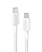 Cablu alimentare si date Anker, USB Type-C (T) la USB Type-C (T), 0.9m rata transfer 480 Mbps, 60W, invelis nylon, braided, alb,  A81F5G21  (timbru verde 0.03 lei) - 0848061019612