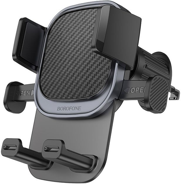 SUPORT AUTO Borofone  BH120  pt. SmartPhone, prindere smartphone in 3 puncte, fixare grila ventilatie, negru  6941991114786 