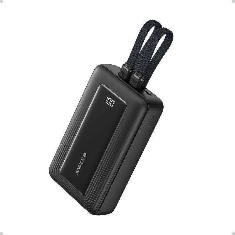 POWER BANK Anker  20000 mAh, 30W PD si Power IQ 3.0, 1 x USB-C, 1 x Lightning, cablu Lightning si USB atasate, 350 g, negru,  A1681G11  (timbru verde 0.98 lei) - 0194644295998