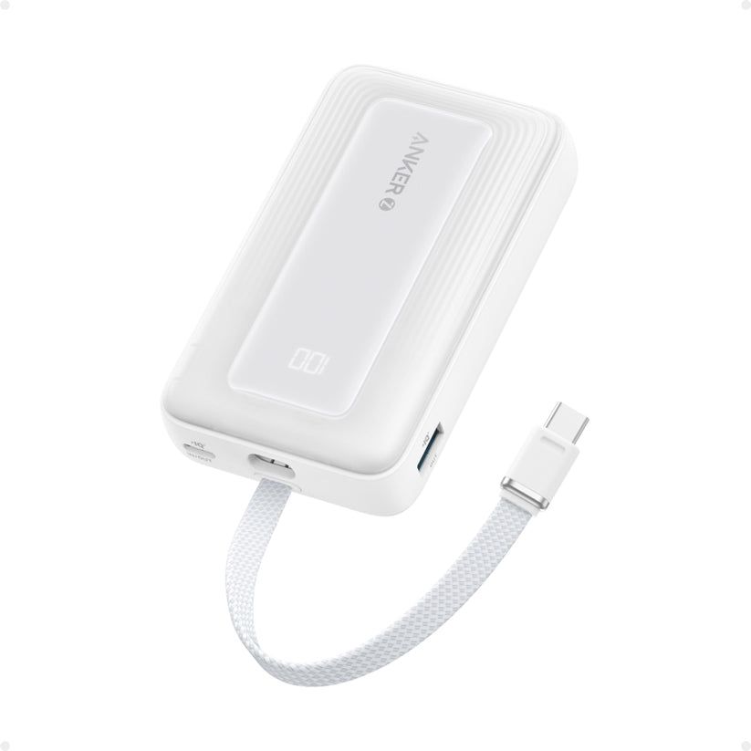 POWER BANK Anker  Zolo  10.000 mAh, 30W, cablu USB-C incorporat, 2 x USB-C, 1 x USB-A, PD, QC, alb,  A1689H21  (timbru verde 0.98 lei) - 0194644201142