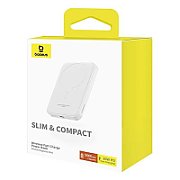 POWER BANK Baseus Magnetic Mini Wireless, 5000mAh, 20W, 2 x USB Type-C output/input, 15W wireless charging, include cablu USB Type-C la USB Type-C 30cm, alb,  P10022107223-00  (timbru verde 0.98 lei) - 6932172636210