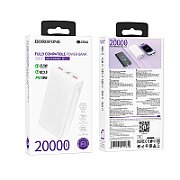 POWER BANK Borofone  BJ56A , 20000mAh, 22.5W, 2 x USB 1 x USB Type-C, 1 x Micro USB, total 2A, alb,  6941991111839  (timbru verde 0.98 lei)
