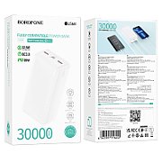 POWER BANK Borofone  BJ56B , 30000mAh, 22.5W, 2 x USB 1 x USB Type-C, 1 x Micro USB, total 2A, alb,  6941991116452  (timbru verde 0.98 lei)