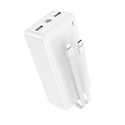 POWER BANK Borofone  BJ57B , 30000mAh, 22.5W, 2 x USB 1 x cablu USB Type-C, 1 x cablu Iphone Lightning, alb,  6941991116476  (timbru verde 0.98 lei)