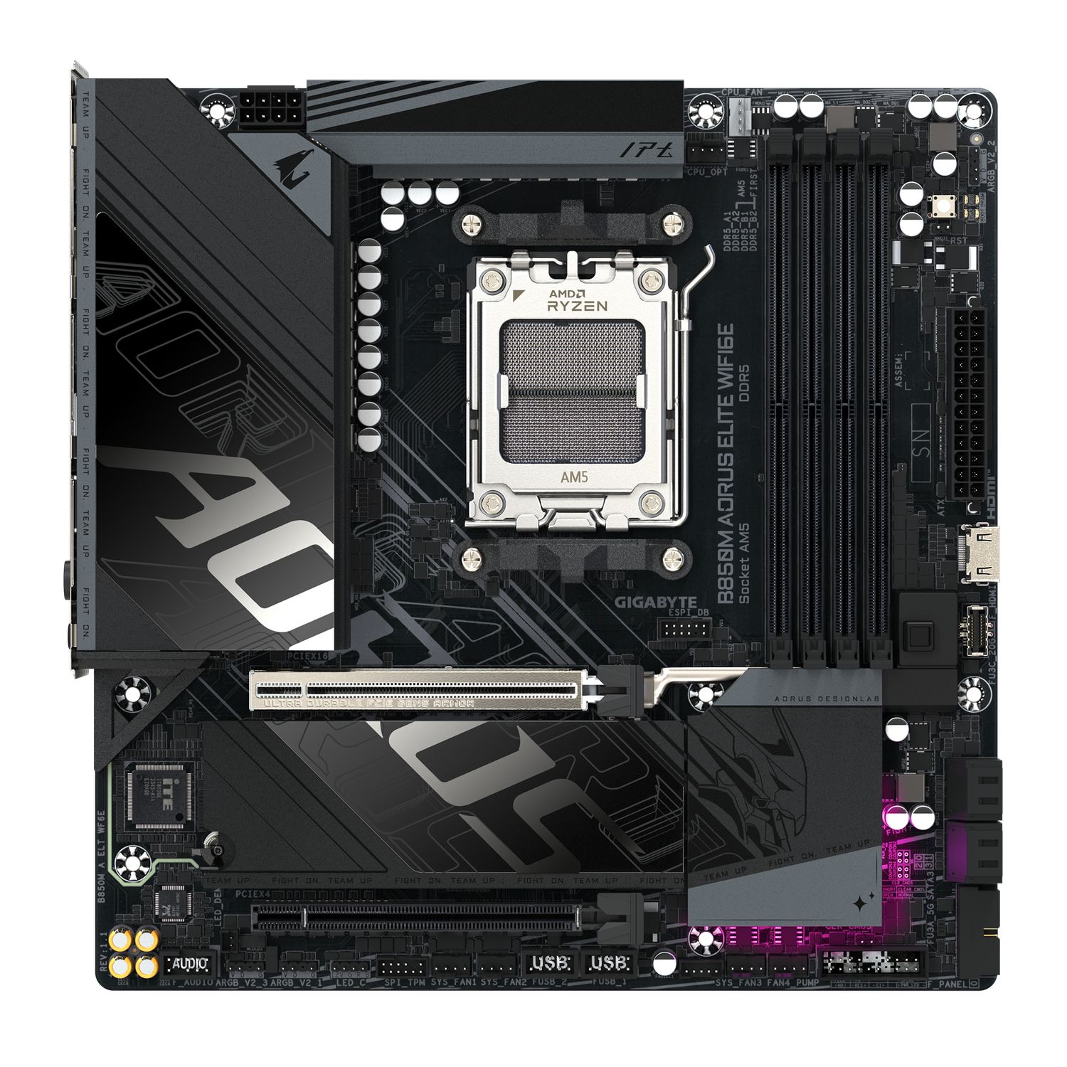 Placa de Baza GIGABYTE B850M AORUS ELITE WIFI6E AM5, 4x DDR5, 1x DP 1x HDMI, 2x PCIE x16, 2x M.2, 4x SATA 6GB/s, mATX
