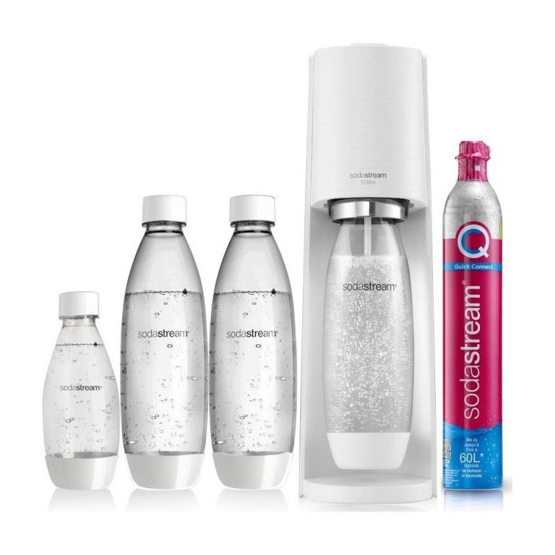 RESIGILAT: SodaStream Soda Maker Terra Megapack QC white incl 3 bottles (2270213)
