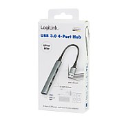 HUB extern LOGILINK, porturi USB: USB-A 3.0 x 1 + USB-A 2.0 x 3, conectare prin USB-A, aluminiu, prot. supracurent, supratensiune, gri,  UA0391  (timbru verde 0.18 lei)