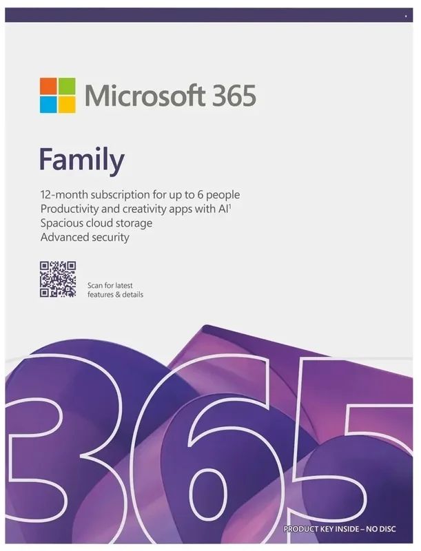 Microsoft 365 Family [UK] 1Y Subscr. Medialess FY25H2 Formerly Office 365 Home