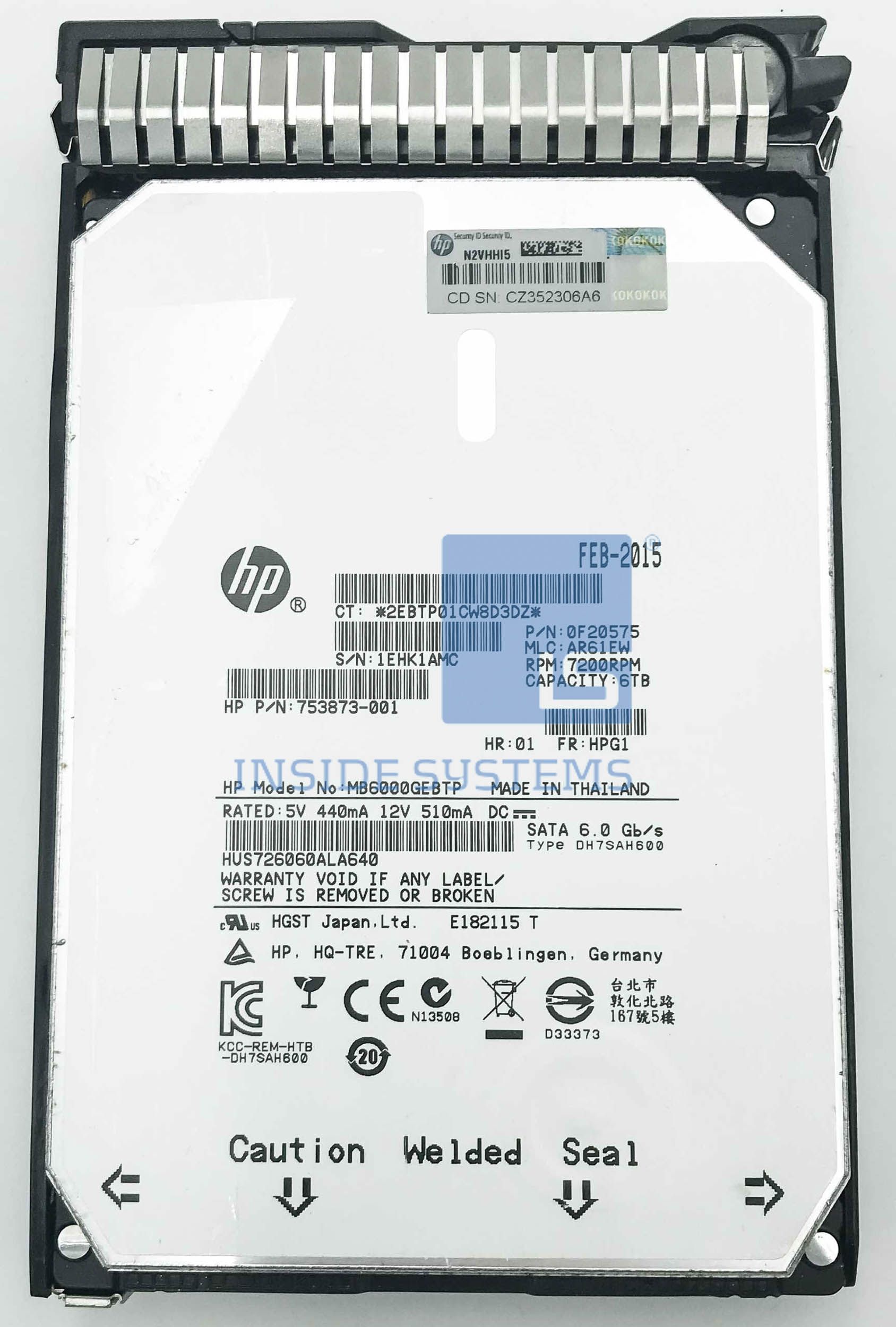 Hewlett Packard Enterprise 6TB 6G SATA 7.2K rpm LFF (3.5-inch) SC Midline 1yr Warranty Hard Drive 3.5  6000 Giga Bites