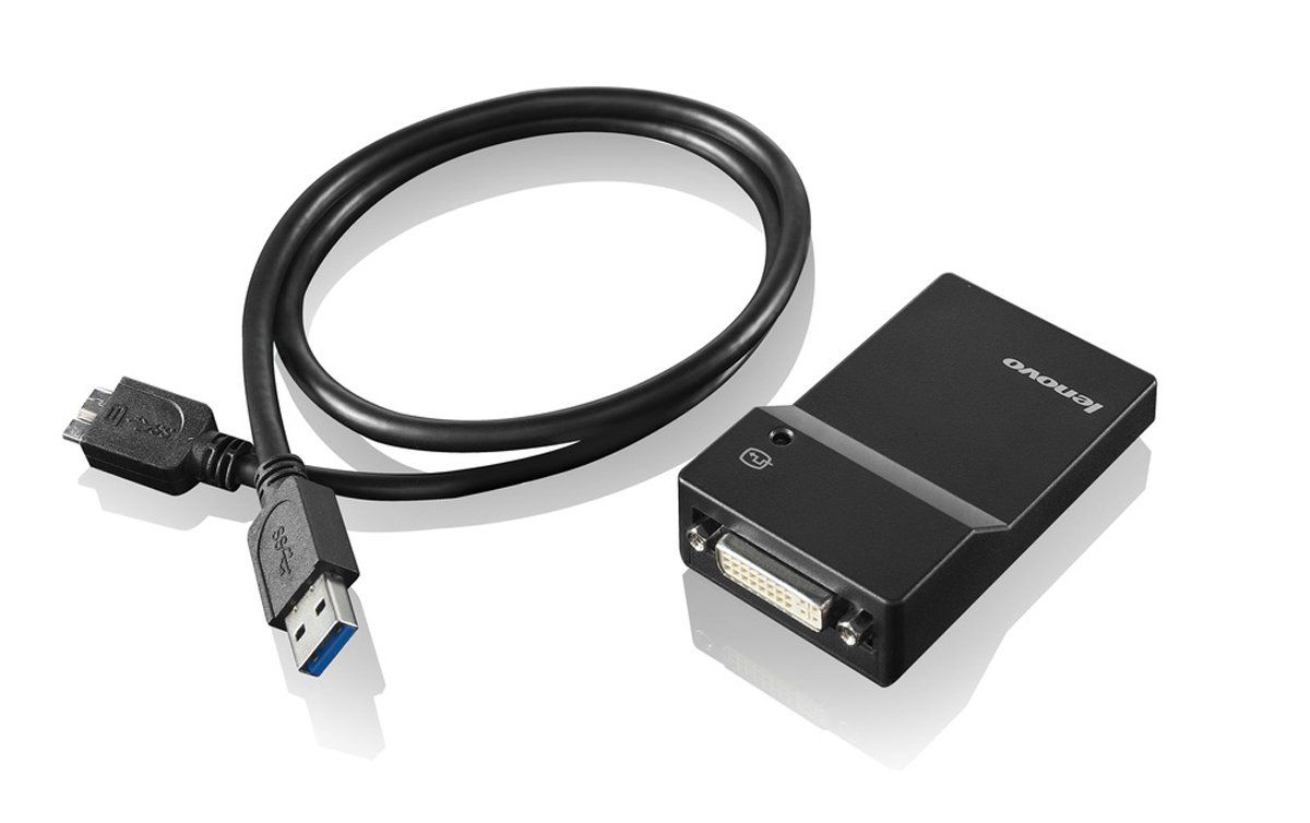 Lenovo USB 3.0 - DVI/VGA adaptor grafic USB 2048 x 1152 Pixel Negru