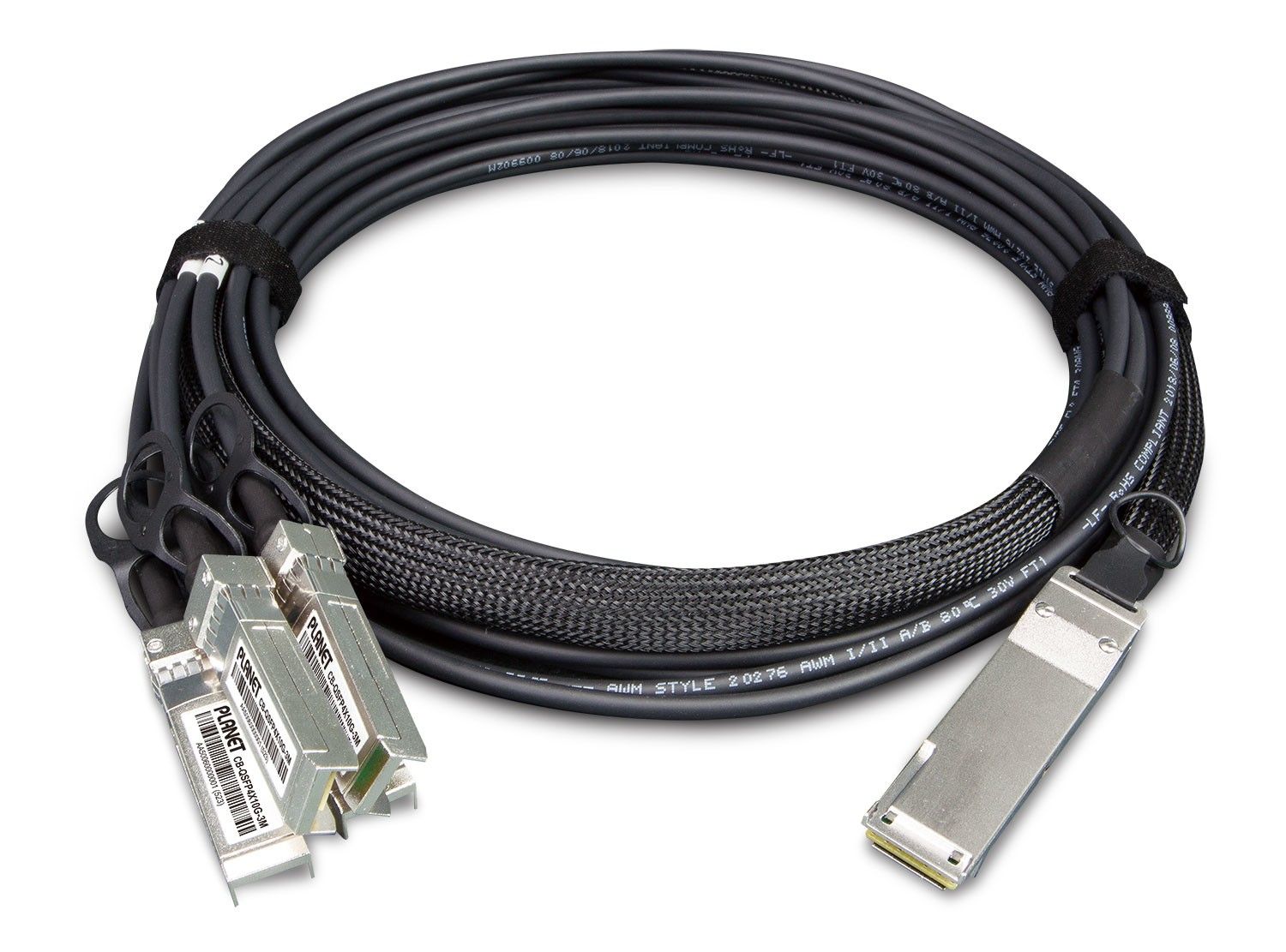 PLANET CB-QSFP4X10G-3M cabluri din fibră optică QSFP+ 4x SFP+ Negru