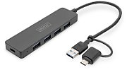 Digitus DA-70235 hub-uri de interfață USB 3.2 Gen 1 (3.1 Gen 1) Type-A + Type-C 12000 Mbit/s Negru