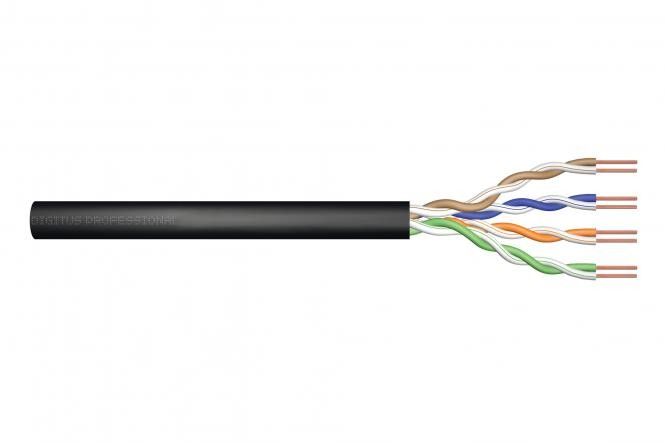 CAT 5e F-UTP outdoor installation cable, 100 MHz Fca (PVC), AWG 24/1, 305 m drum, sx, black