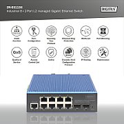 Digitus DN-651156 switch-uri Gestionate L2 Gigabit Ethernet (10/100/1000) Negru, Albastru