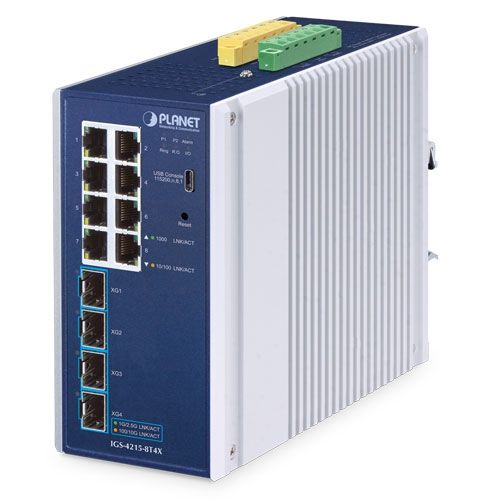 Planet PLANET IP30 Industrial L2/L4 8-Port Gestionate L2/L4 Gigabit Ethernet (10/100/1000) Aluminiu, Albastru