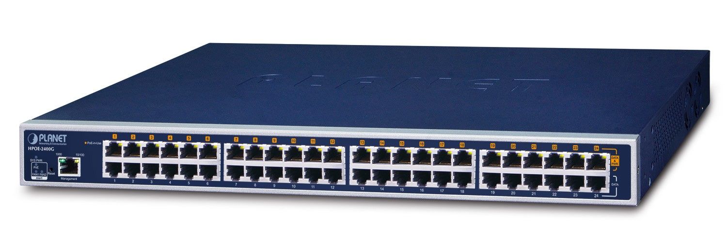 PLANET HPOE2400G switch-uri Gestionate Gigabit Ethernet (10/100/1000) Power over Ethernet (PoE) Suport 1U Albastru