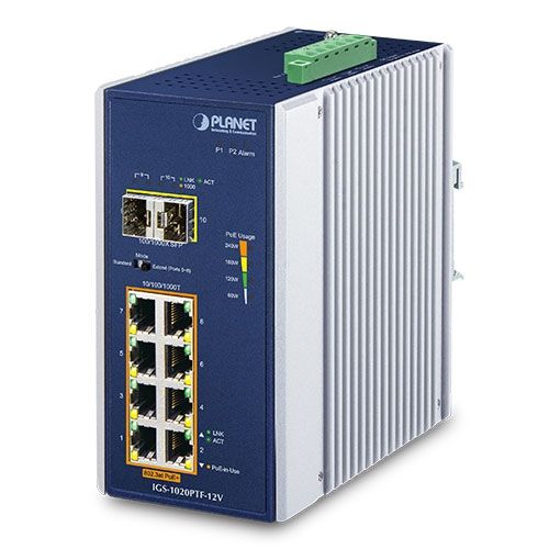 PLANET IP30 Ind 8-P 10/100/1000T Fara management Gigabit Ethernet (10/100/1000) Power over Ethernet (PoE) Suport Albastru, Alb