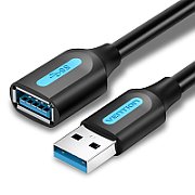 Cablu USB prelungitor Vention, USB 3.2 gen 1 (T) la USB 3.2 gen 1 (M), 1m rata transfer 5 Gbps, invelis PVC, negru,  CBHBF  (timbru verde 0.18 lei) - 6922794748866