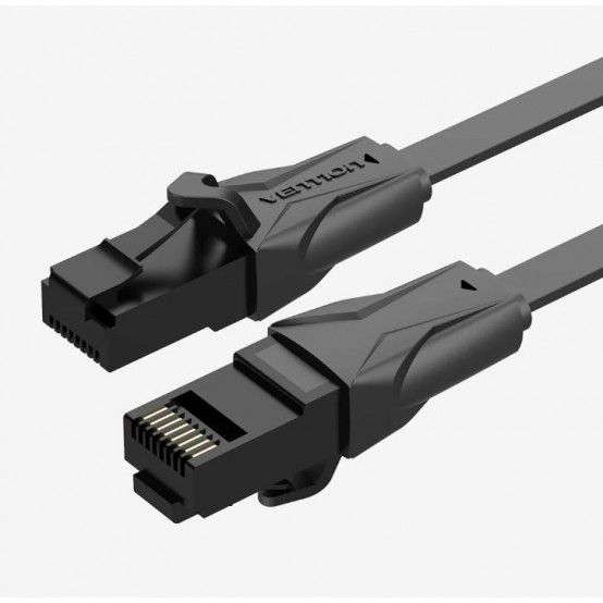Patch Cord UTP Vention, Cat. 6, 25m, flat cable, conductor cupru - aluminiu, viteza max transfer 1 Gbps, invelis PVC, negru,  IBABS  (timbru verde 0.8 lei) - 6922794722279