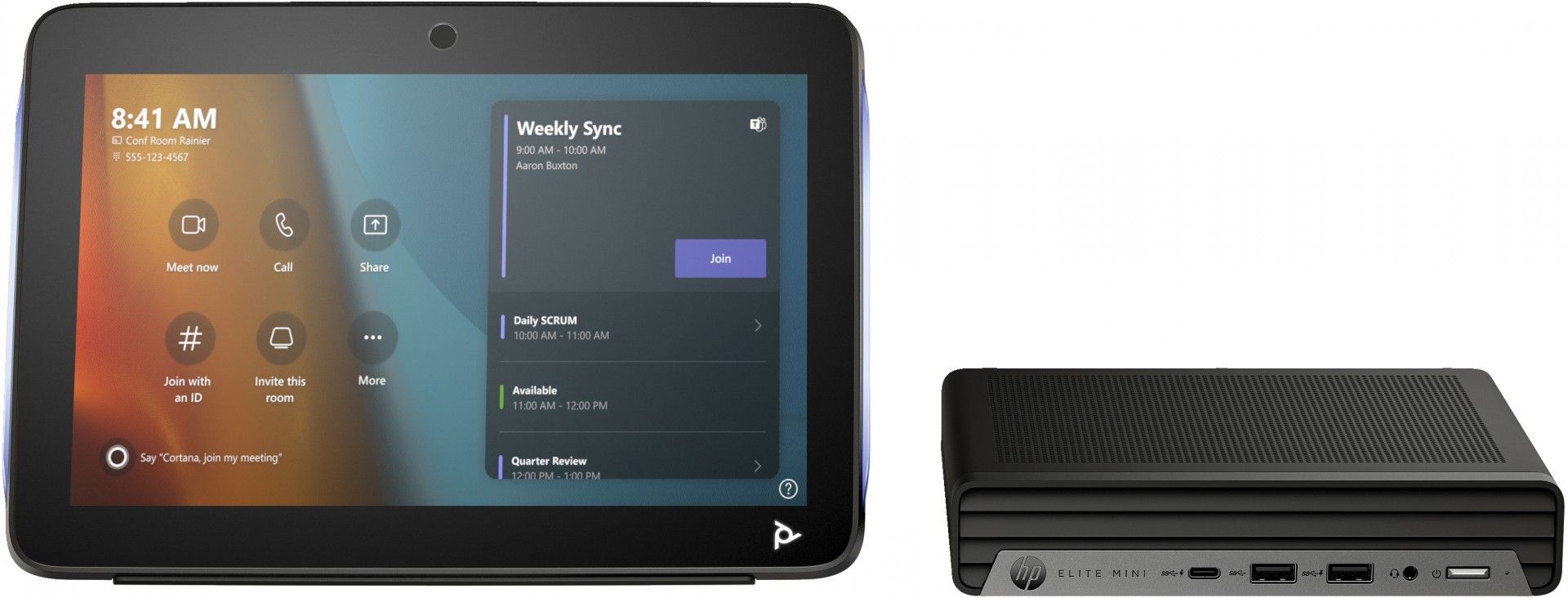 POLY Studio Base Kit G9 Plus for Microsoft Teams HP Mini IP PC w/TC10 sisteme de video-conferințe Ethernet LAN Terminal multimedia pentru sală de conferințe