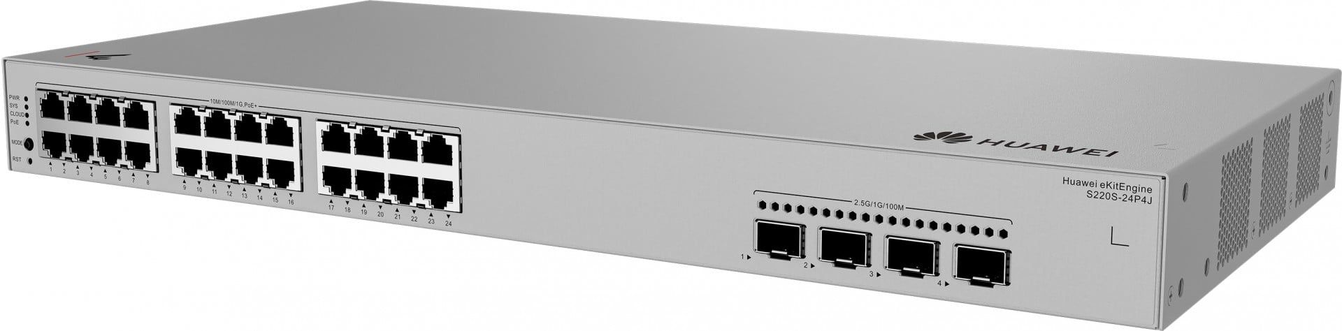 HUAWEI eKit S220S Series S220S-24P4J Gestionate L2 Gigabit Ethernet (10/100/1000) Power over Ethernet (PoE) Suport 1U Gri