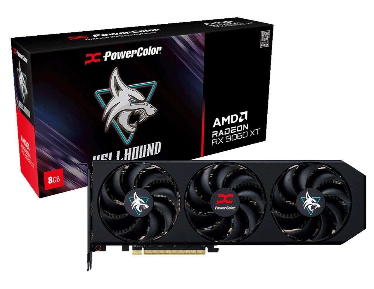 Placa Video POWERCOLOR HELLHOUND AMD RADEON RX 9060 XT 8GB 128 bit, PCIE 5.0, 1x HDMI 2x DP